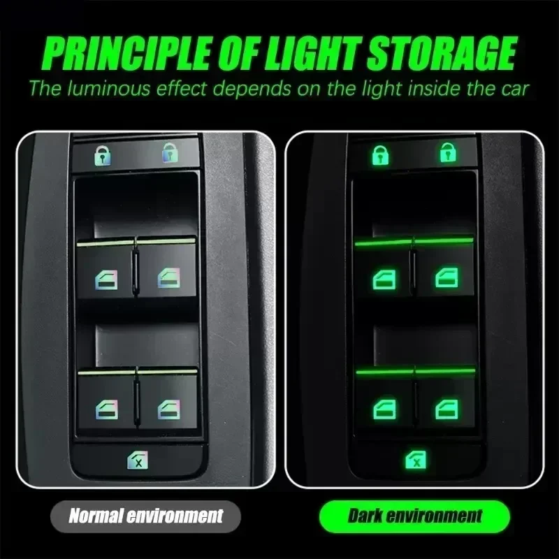 Car Accessories Outside - 1セットの暗闇で光る車用ボタンステッカー - 蛍光グリーン/ブルー/オレンジのインテリアコントロール用デカール（ユニバーサルフィット）