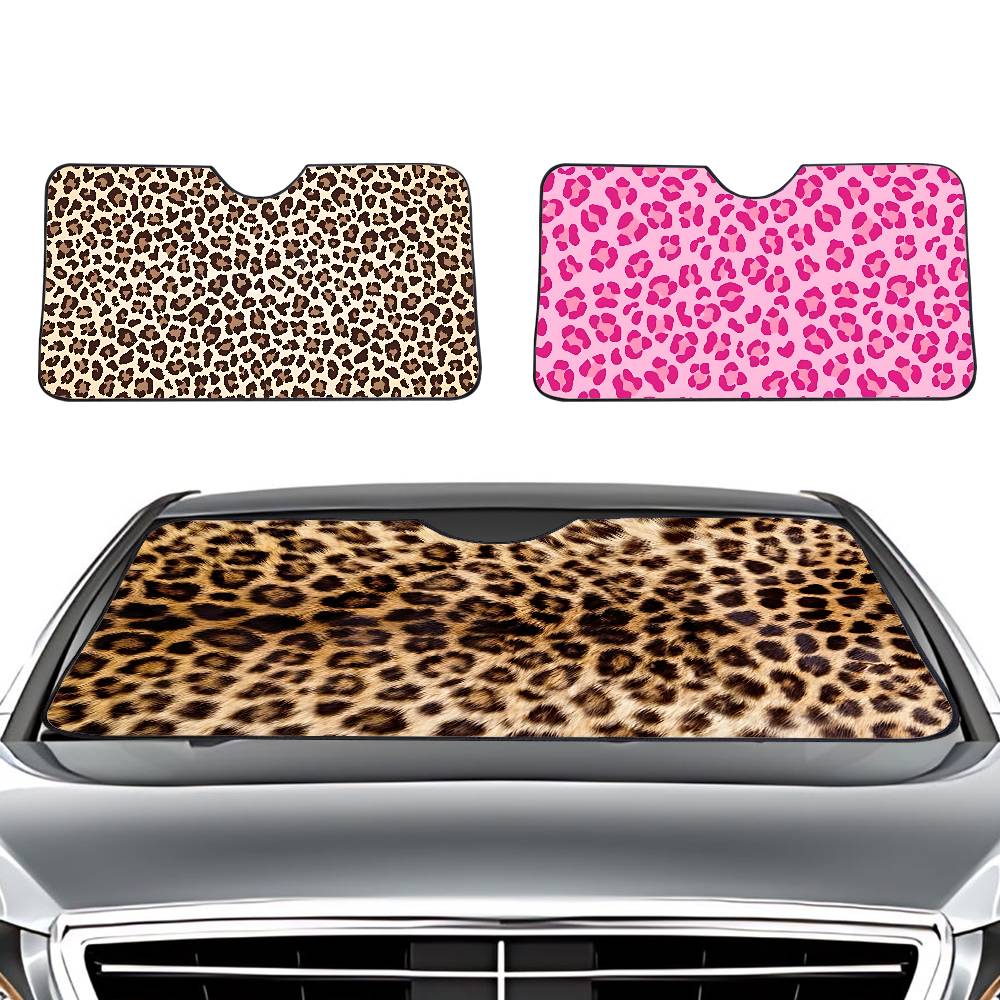 Car Accessories Outside - アニマルファー（ヒョウ柄）車用サンシェードフロントガラスカバーサンシェードオートバイザーカーアクセサリー