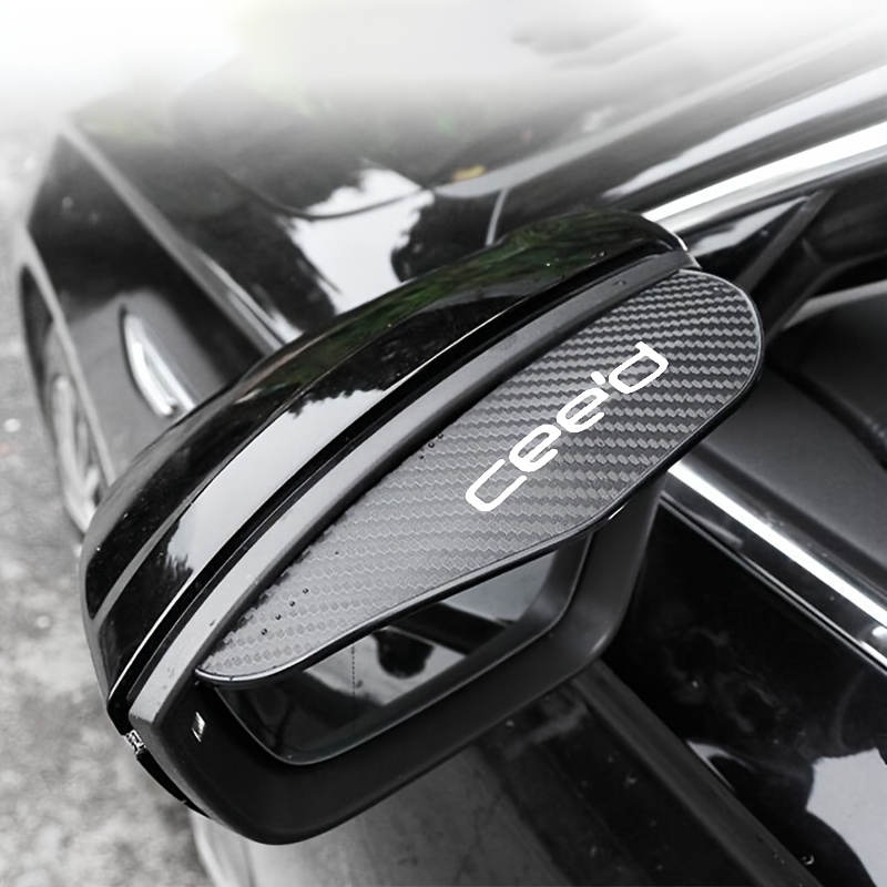 Car Accessories Outside - 2 個車のバックミラーレインシールドレインアイブロウレインカバーユニバーサルカーボンファイバーリアビューサンバイザーステッカー起亜 CEED 用