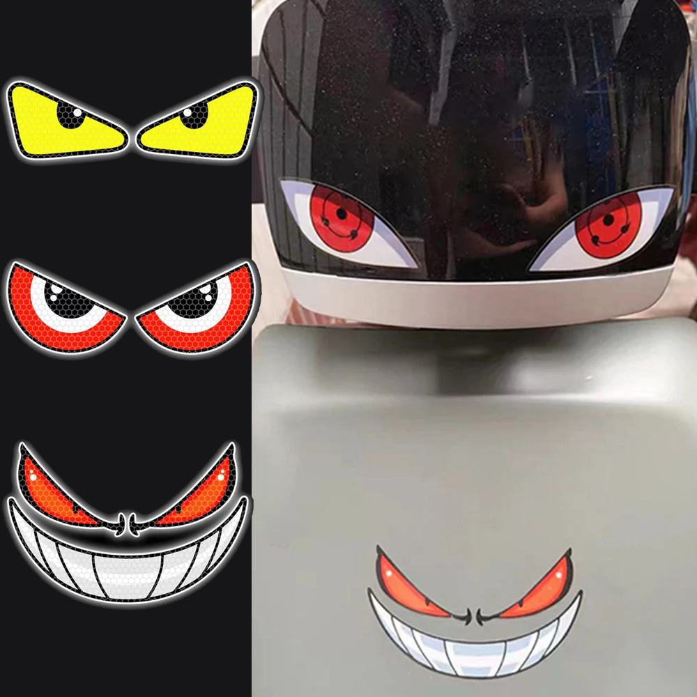 Car Accessories Outside - オートバイボディステッカー電動自転車ヘッド装飾ステッカー悪魔の目ハロウィン雰囲気デカールユニバーサル車バイク用