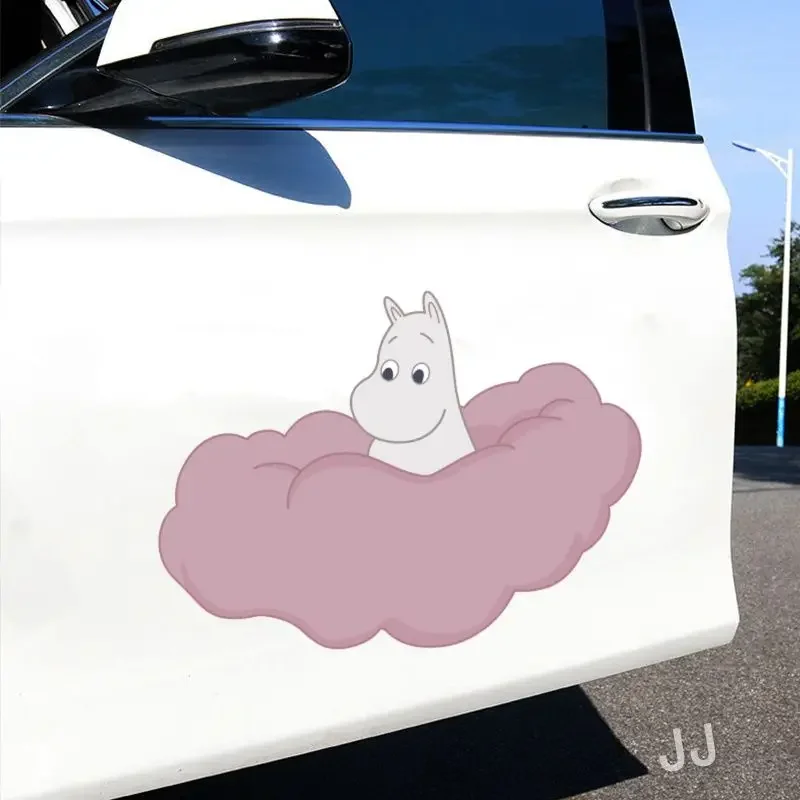 Car Accessories Outside - M-ムーミンのかわいいカートゥーン柄の防水カーステッカー。車のドアに貼って傷を隠したり、装飾として使ったりできる、愛らしい模様のデコレーションステッカー。