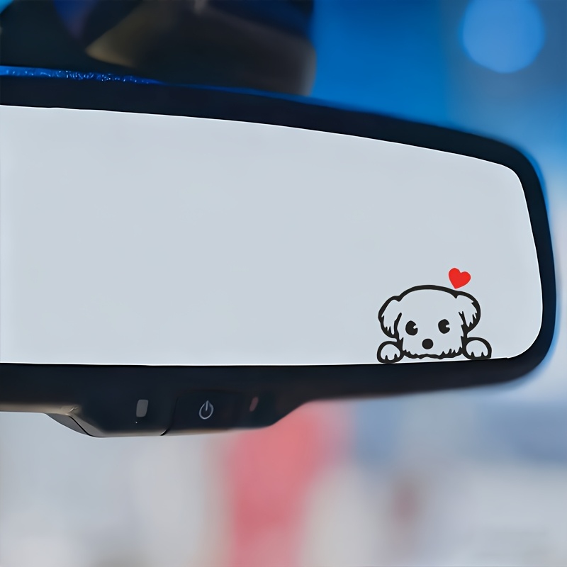 Car Accessories Outside - 2枚セットのかわいい漫画犬の楽しいビニールステッカー、車、SUV、バイクの窓、壁、バックミラー、車内装飾アクセサリー用