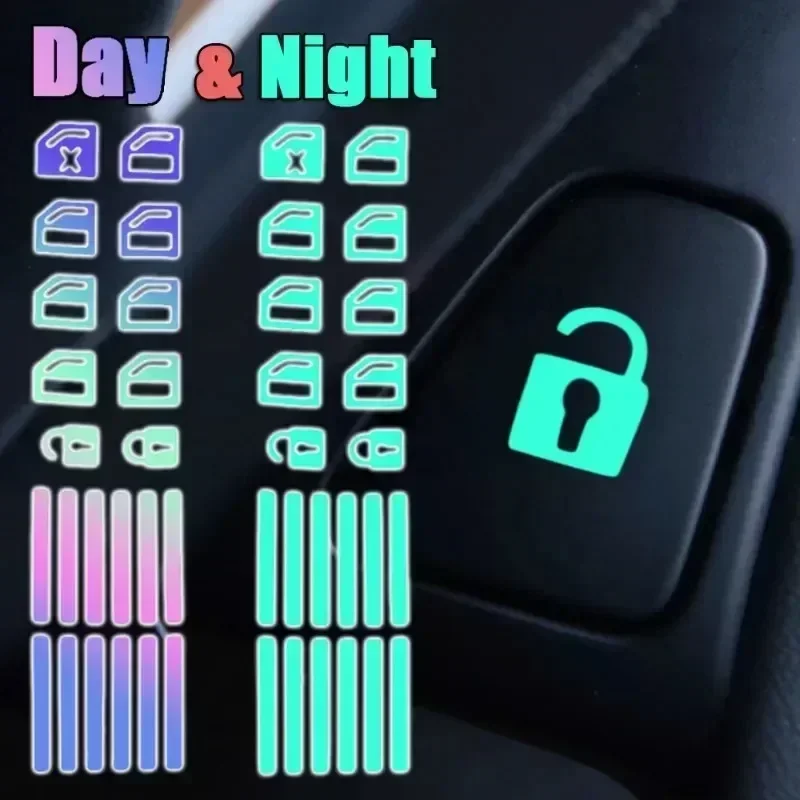 1セットの暗闇で光る車用ボタンステッカー - 蛍光グリーン/ - Car Accessories Outside のレビューと価格