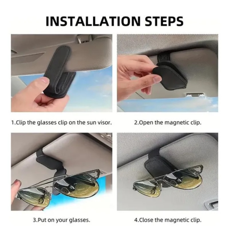 車のサンバイザーメガネケースホルダーサングラスクリップチケッ - Car Accessories For Interior のレビューと価格