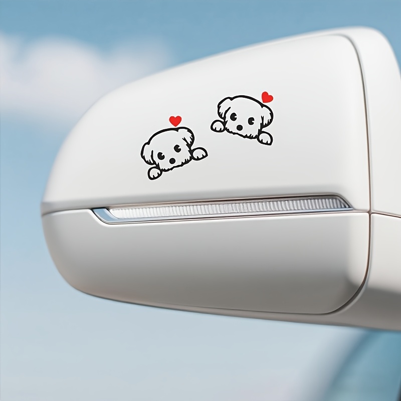 2枚セットのかわいい漫画犬の楽しいビニールステッカー、車、S - Car Accessories Outside のレビューと価格